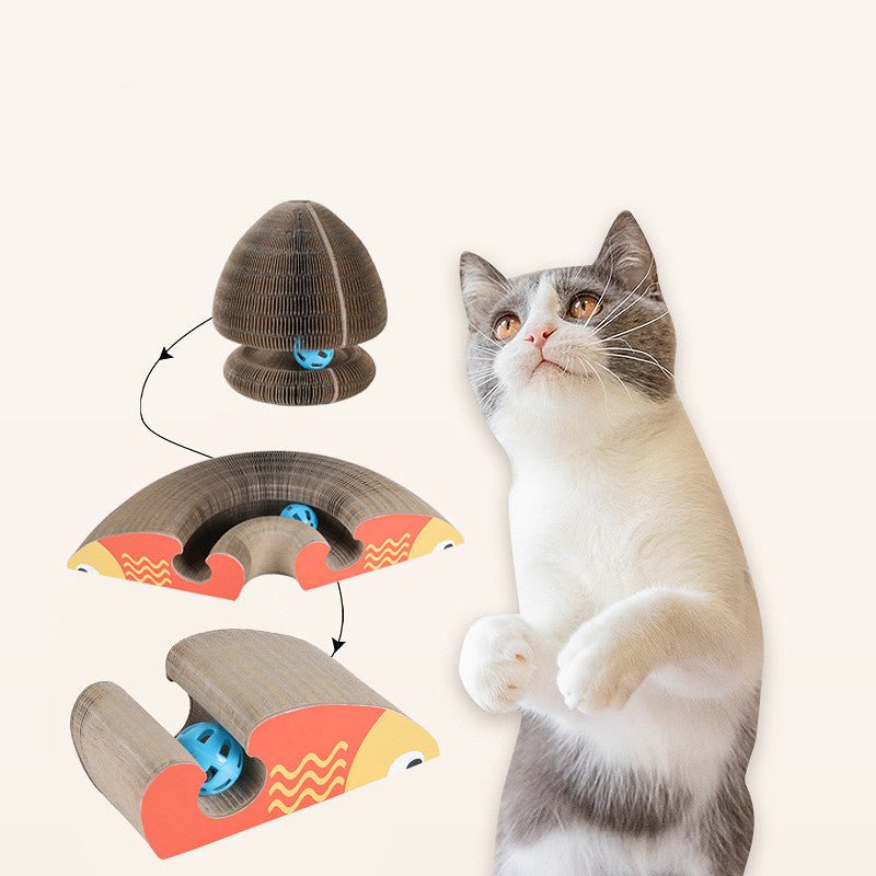 Magic Organ Foldable Cat Scratch Board Toy With Bell Cat Grinding Claw Cat Climbing Frame Round Corrugated Cats Interactive Toys - Zambeel