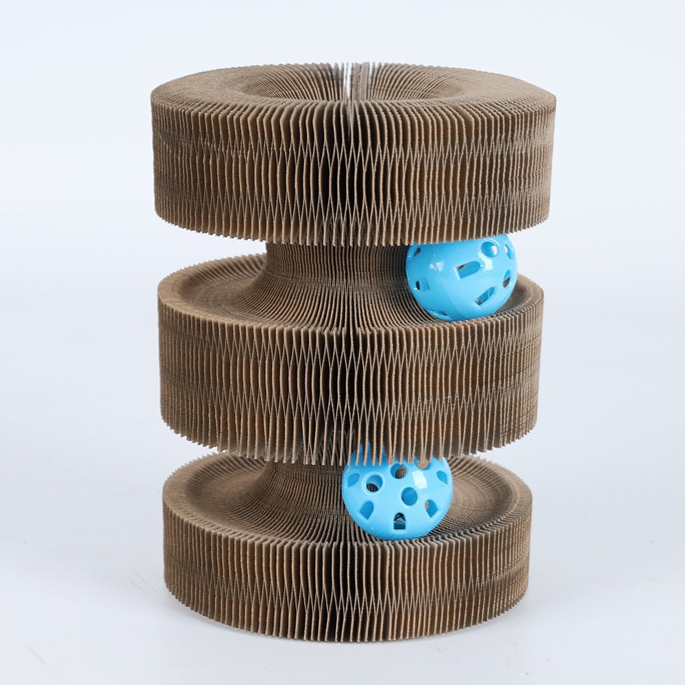 Magic Organ Foldable Cat Scratch Board Toy With Bell Cat Grinding Claw Cat Climbing Frame Round Corrugated Cats Interactive Toys - Zambeel
