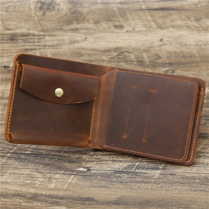 Men Crazy Horse Leather Money Card Bag Leather Wallet - Zambeel