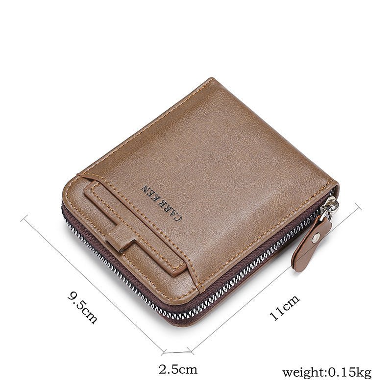 Men's Short Casual Fashion Zipper Wallet - Zambeel