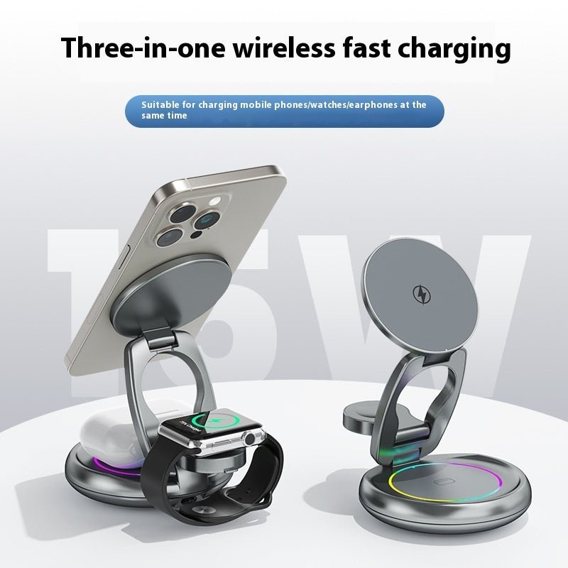Metal 3 In 1 Wireless Rotatable Charger Bracket - Zambeel