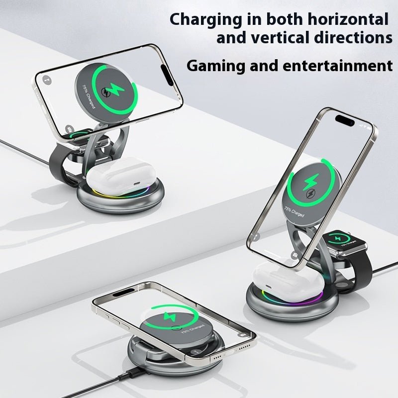 Metal 3 In 1 Wireless Rotatable Charger Bracket - Zambeel