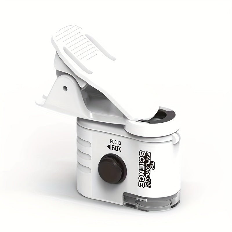 Mini Mobile Phone Microscope, 60x Pocket Microscope, Handheld Portable LED Lighted Magnification Endoscope With A Mobile Phone Adapter Clip - Zambeel