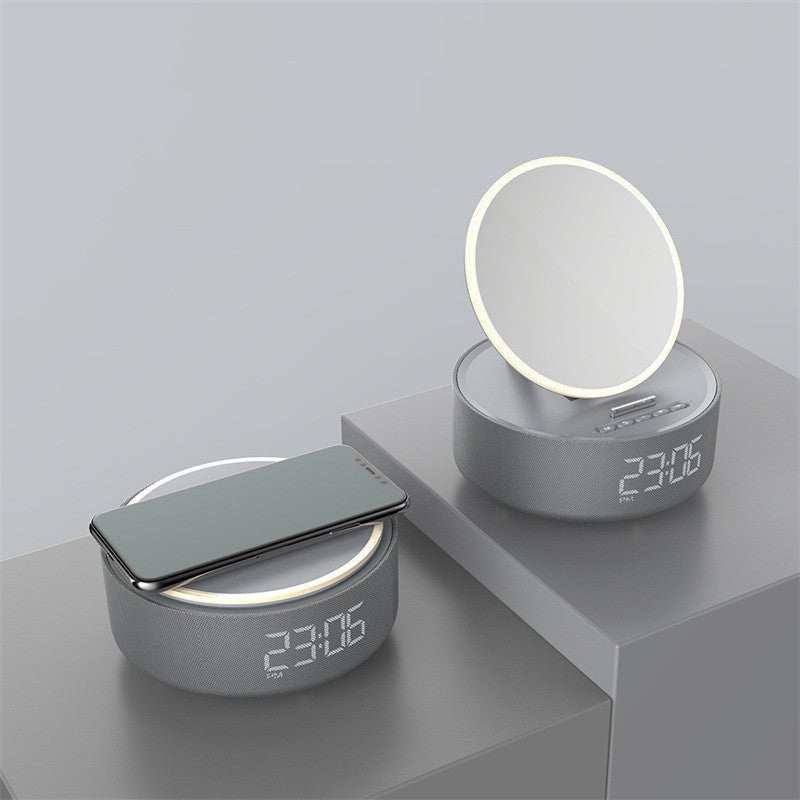 Mirror Wireless Charger Alarm Clock Bluetooth Speaker LED Night Light Smart Digital Clock Loudspeaker For Phone Charger - Zambeel