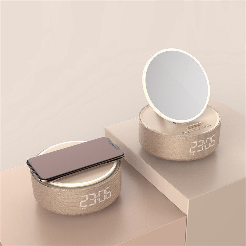 Mirror Wireless Charger Alarm Clock Bluetooth Speaker LED Night Light Smart Digital Clock Loudspeaker For Phone Charger - Zambeel