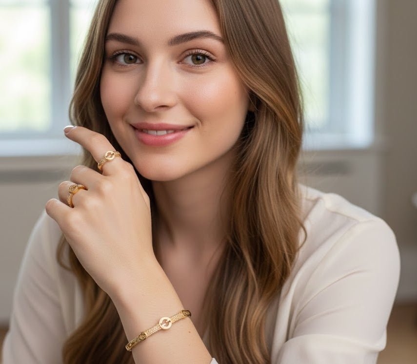 Modern Cross - Bar Zirconia Bangle Set - Zambeel