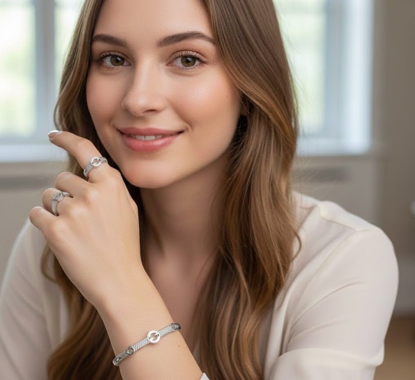 Modern Cross - Bar Zirconia Bangle Set - Zambeel