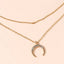 Moon Pendant Double - layer Necklace For Women Exaggerated And Personalized - Zambeel