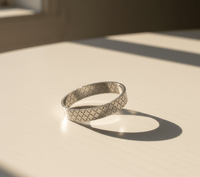 Moroccan Mesh Silver Bangle - Zambeel