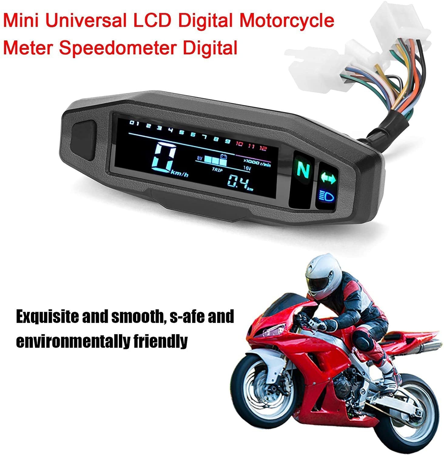 Motorcycle Mini HD Speedometer Speed Oil Gauge Adjustable LCD - Zambeel