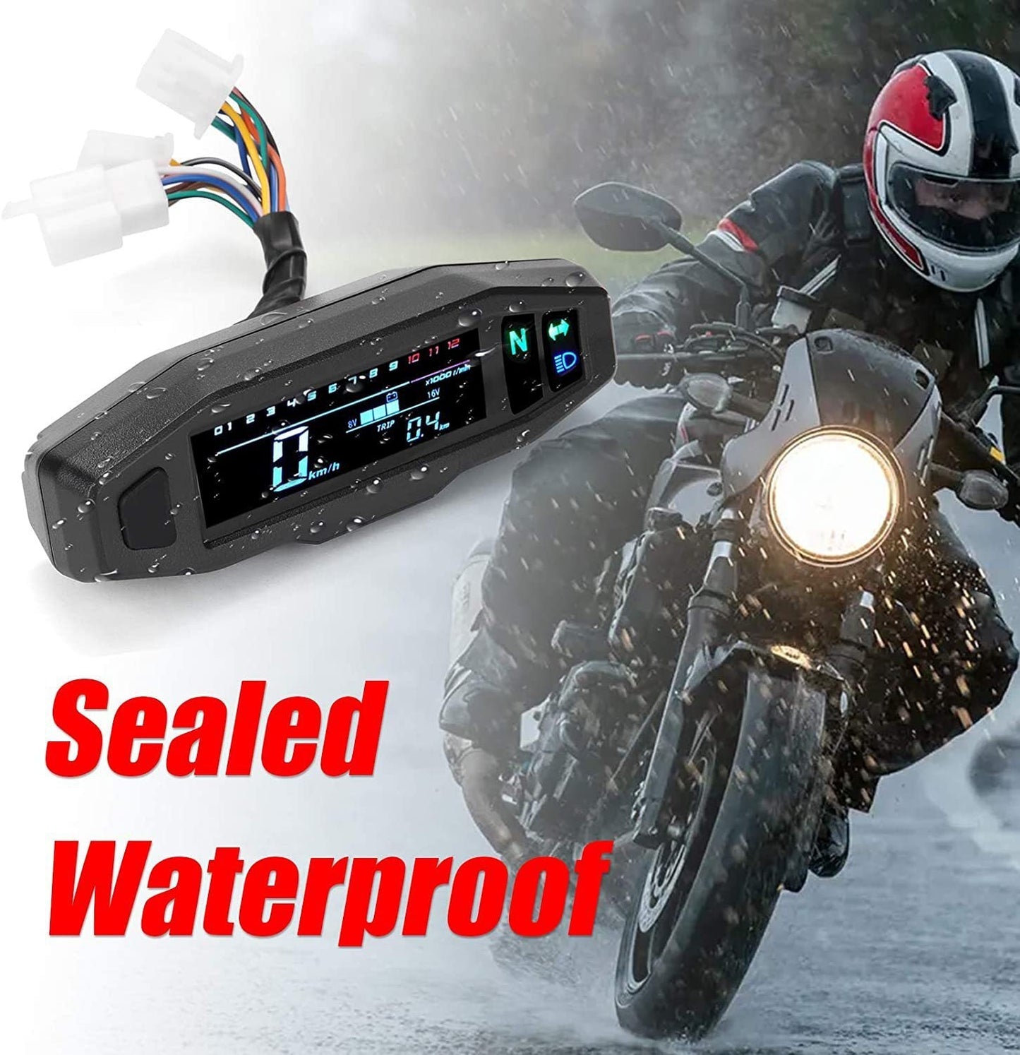 Motorcycle Mini HD Speedometer Speed Oil Gauge Adjustable LCD - Zambeel