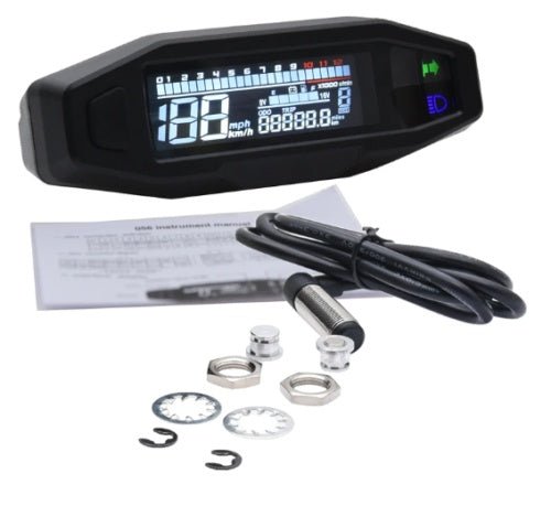 Motorcycle Mini HD Speedometer Speed Oil Gauge Adjustable LCD - Zambeel