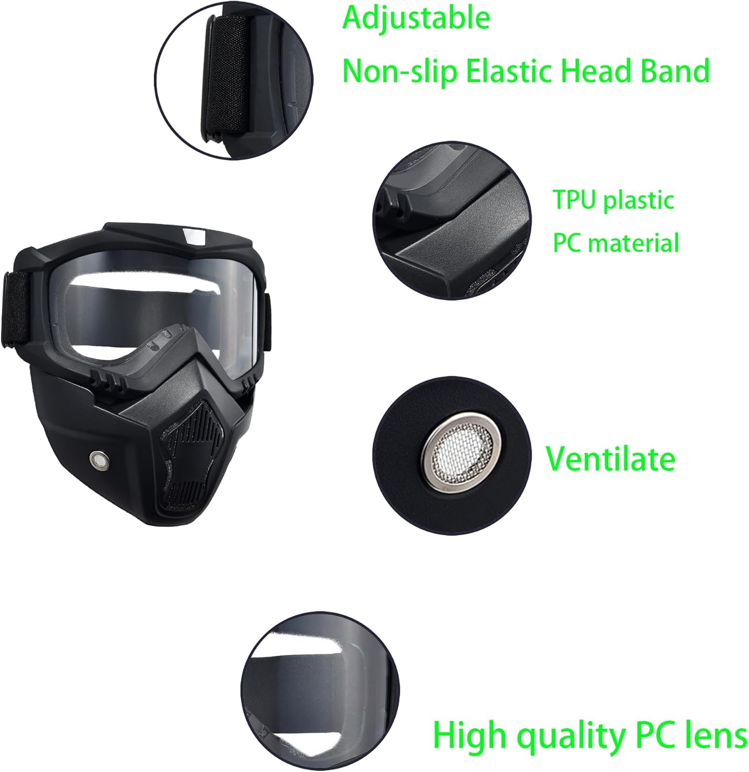 Motorcycle Riding Goggles With Detachable Face Mask - Zambeel