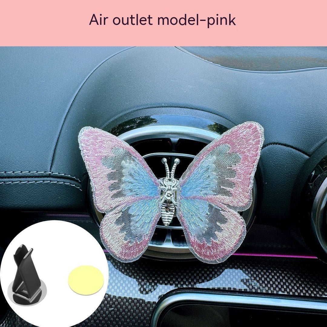 Moving Embroidery Butterfly Center Console Air Outlet Decoration Healing Series Car Accessories - Zambeel