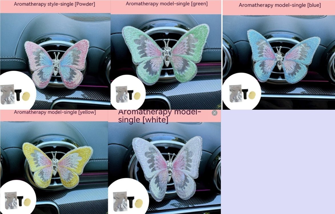 Moving Embroidery Butterfly Center Console Air Outlet Decoration Healing Series Car Accessories - Zambeel