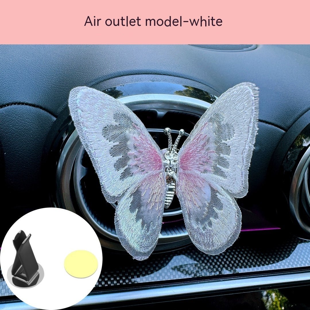 Moving Embroidery Butterfly Center Console Air Outlet Decoration Healing Series Car Accessories - Zambeel