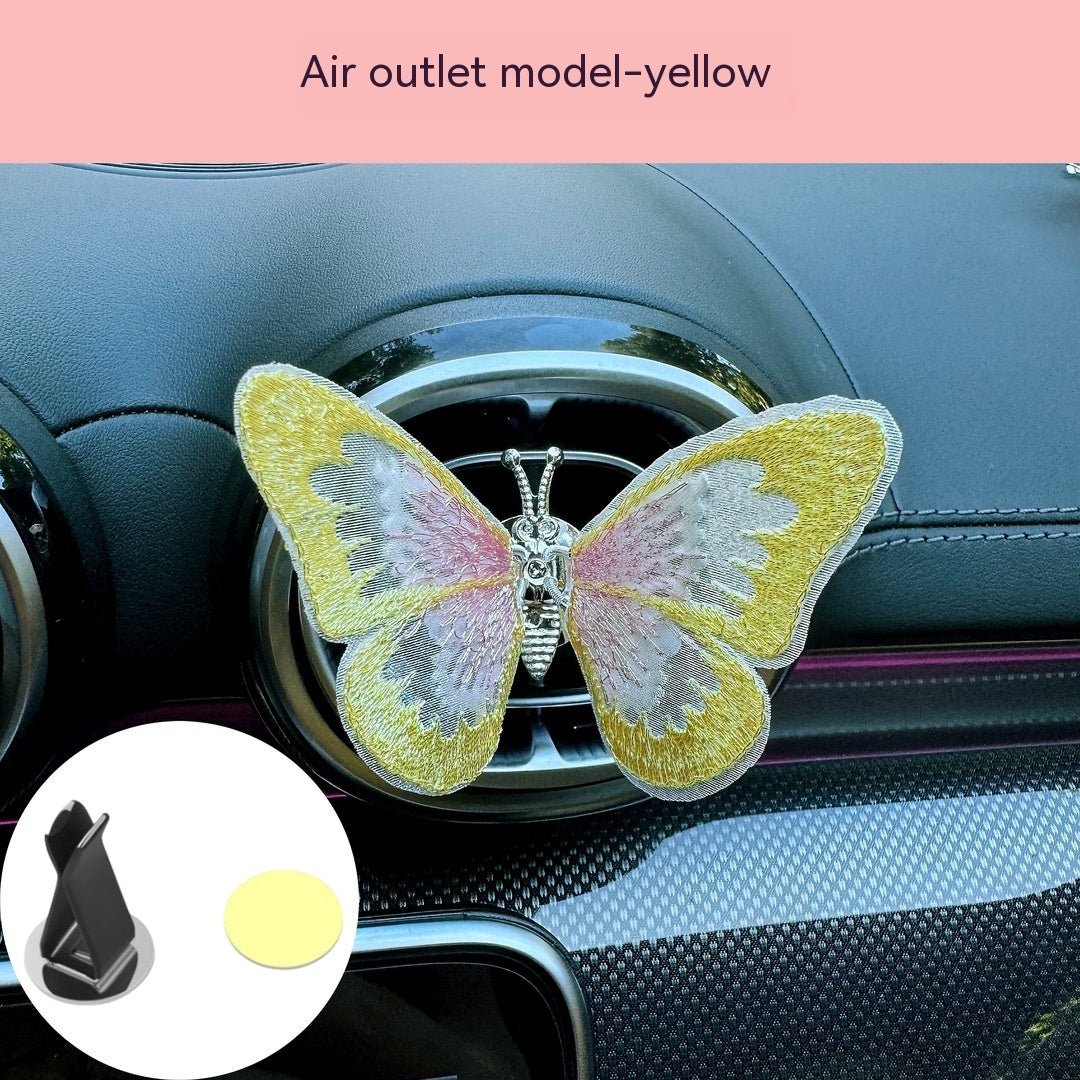 Moving Embroidery Butterfly Center Console Air Outlet Decoration Healing Series Car Accessories - Zambeel