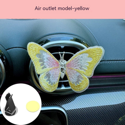 Moving Embroidery Butterfly Center Console Air Outlet Decoration Healing Series Car Accessories - Zambeel