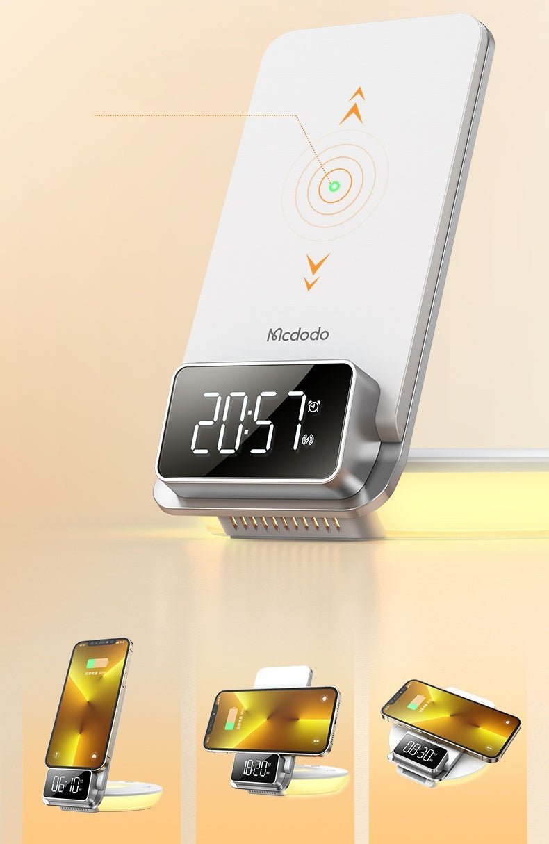 Multifunctional 15W Wireless Charger Foldable Desktop Stand With Night Light - Zambeel