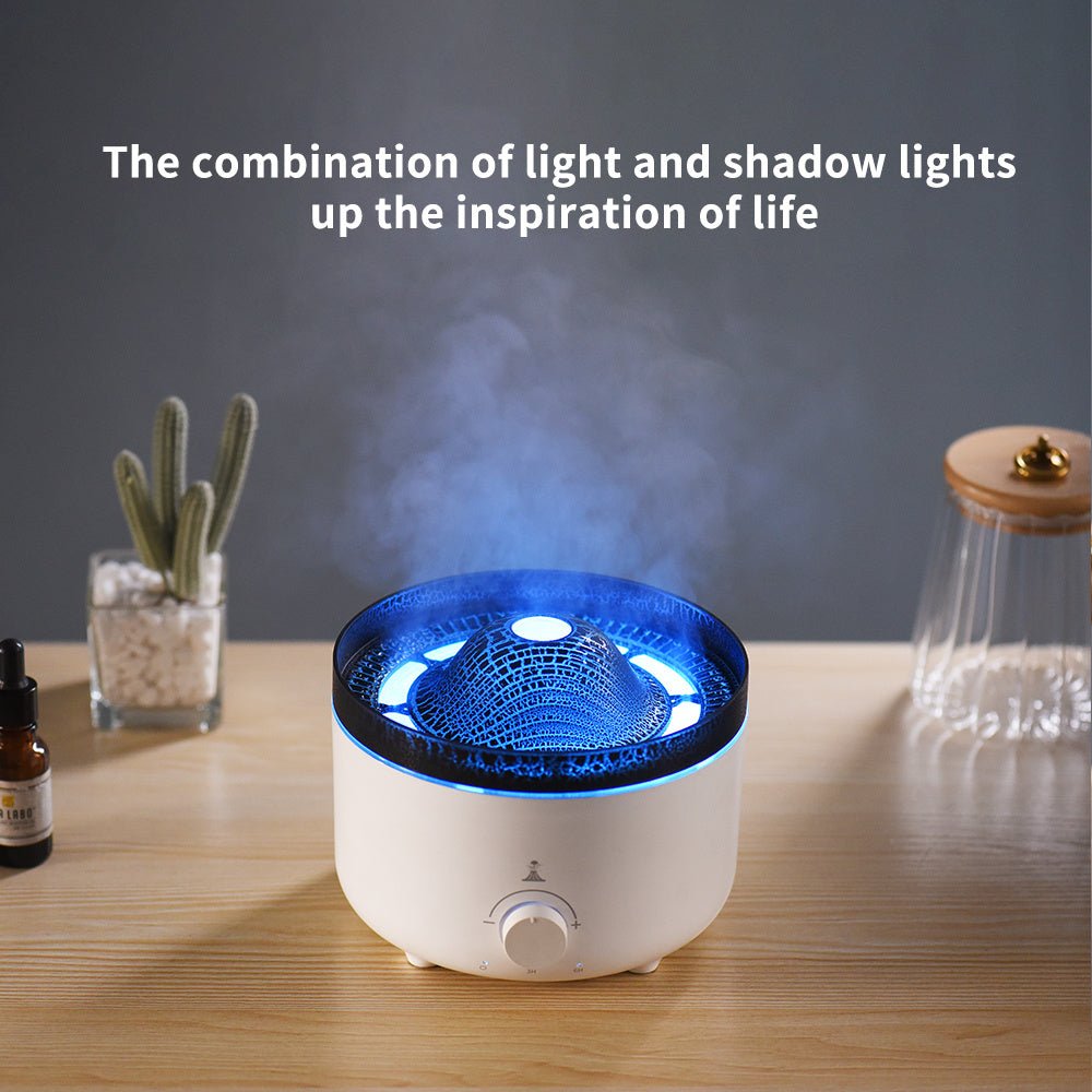 Mute Of New Small Simulated Flame Volcano Humidifier Flame Humidifier Volcano Diffuser Home Decorations - Zambeel