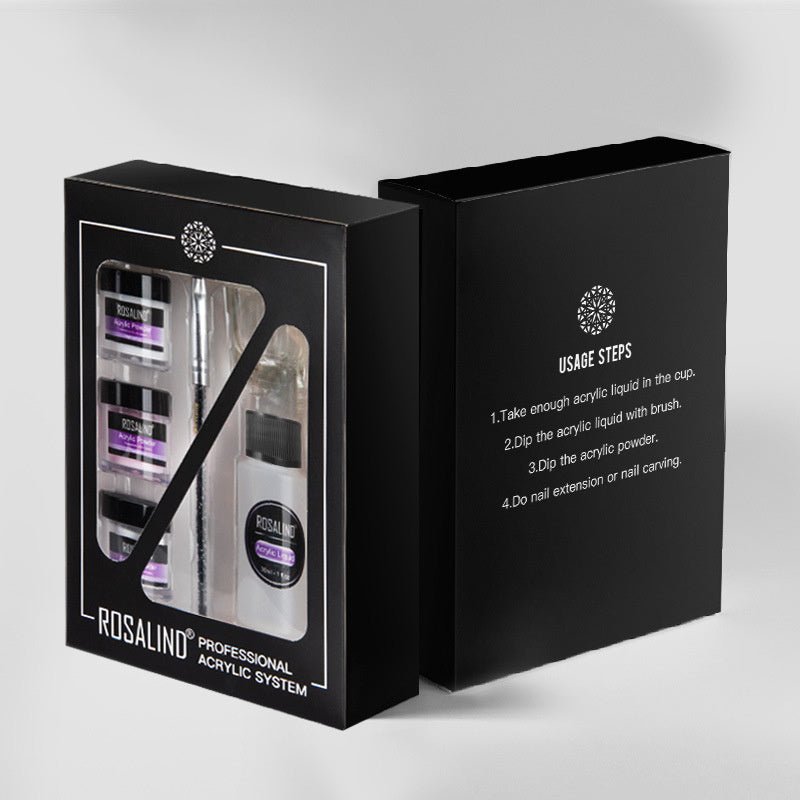 Nail Powder Acrylic System Kit Professional Nail Art Tool Set Contain Glass Cup Acrylic Liquid Extention Carving Manicure - Zambeel