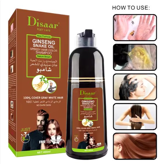 Natural Brown Hair Color Shampoo (400ml) - Zambeel