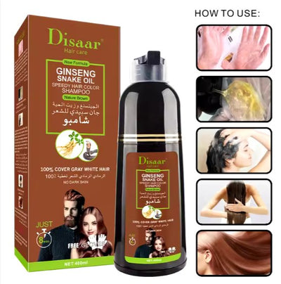 Natural Brown Hair Color Shampoo (400ml) - Zambeel