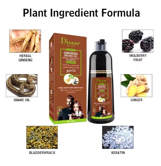 Natural Brown Hair Color Shampoo (400ml) - Zambeel