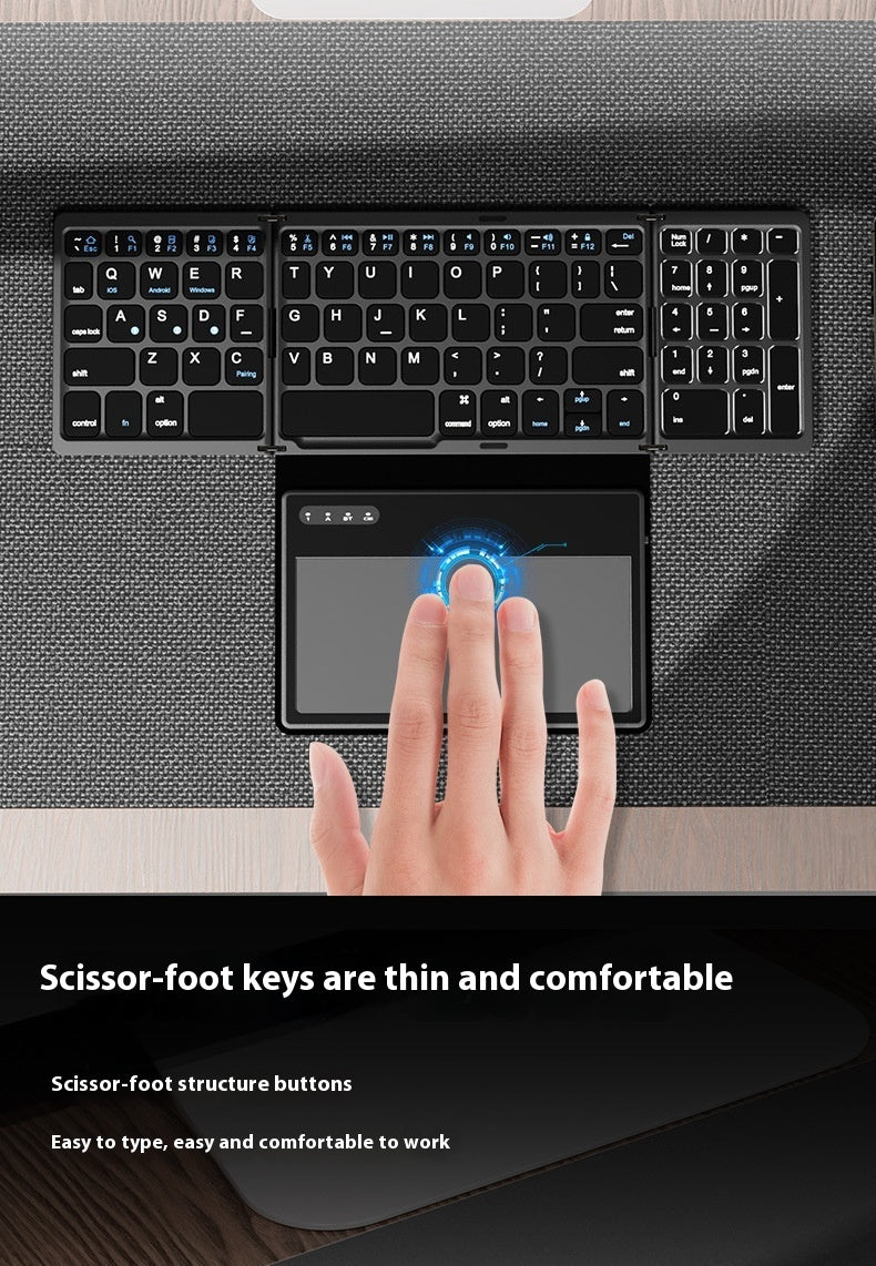 New B055 Business Leather Large Touch Version Bluetooth Folding Keyboard - Zambeel