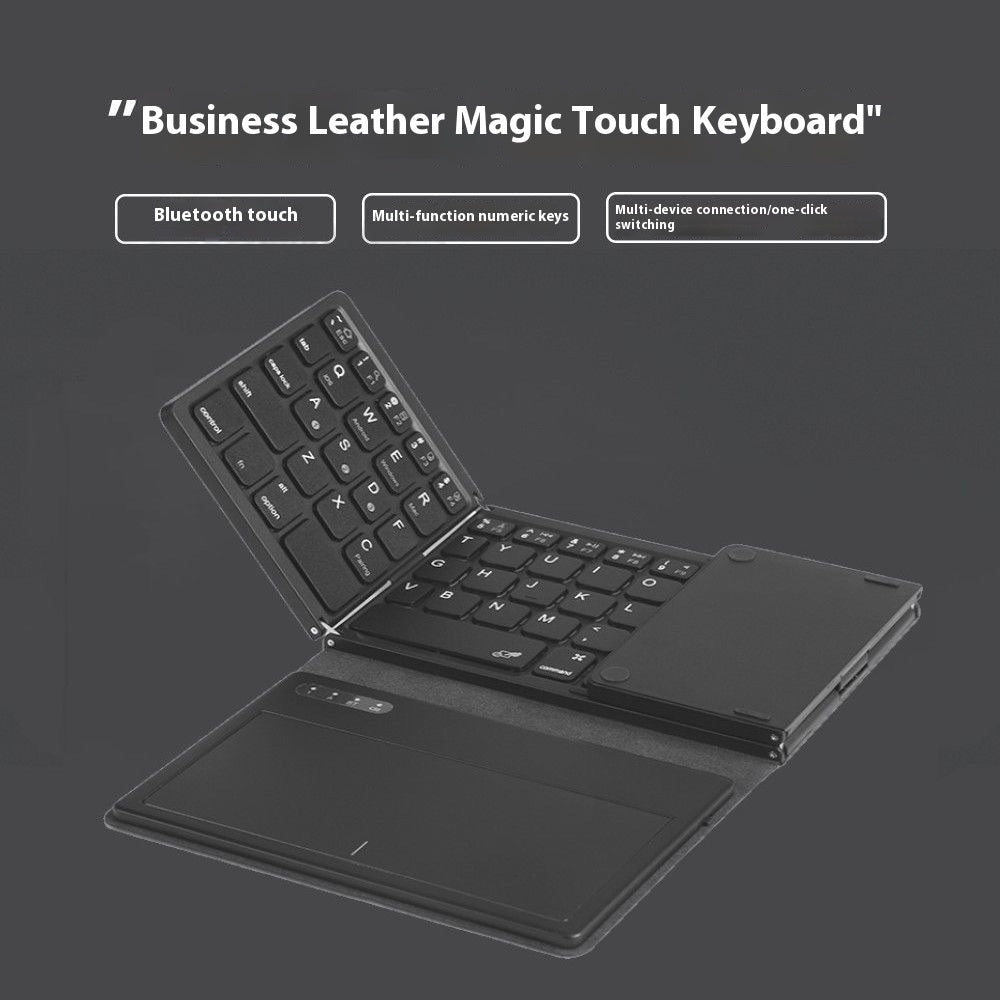 New B055 Business Leather Large Touch Version Bluetooth Folding Keyboard - Zambeel