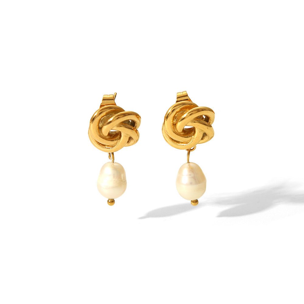 New Baroque Pearl Spiral Niche Earrings - Zambeel