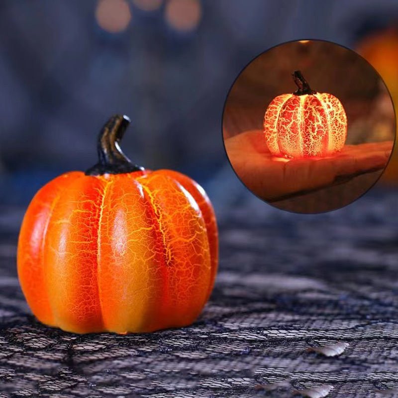 New Halloween Pumpkin Lantern Simulation Pumpkin LED Candle Lamp Resin Luminous Pumpkin - Zambeel