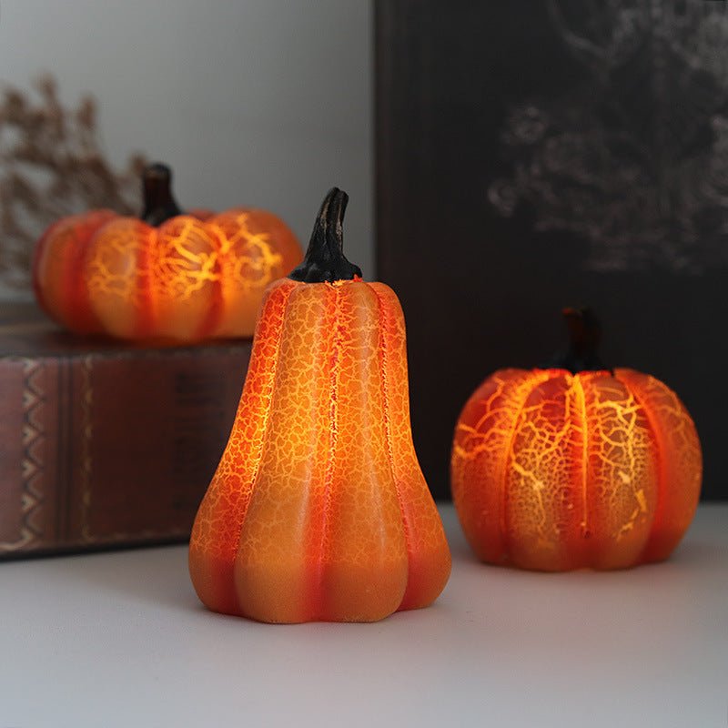 New Halloween Pumpkin Lantern Simulation Pumpkin LED Candle Lamp Resin Luminous Pumpkin - Zambeel