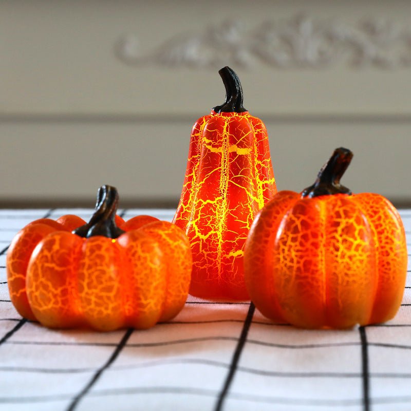 New Halloween Pumpkin Lantern Simulation Pumpkin LED Candle Lamp Resin Luminous Pumpkin - Zambeel