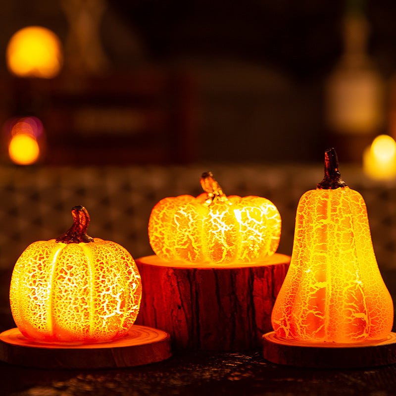 New Halloween Pumpkin Lantern Simulation Pumpkin LED Candle Lamp Resin Luminous Pumpkin - Zambeel