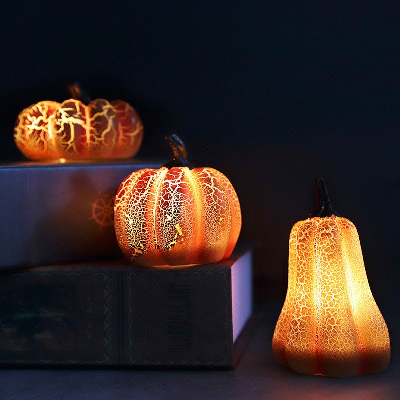 New Halloween Pumpkin Lantern Simulation Pumpkin LED Candle Lamp Resin Luminous Pumpkin - Zambeel