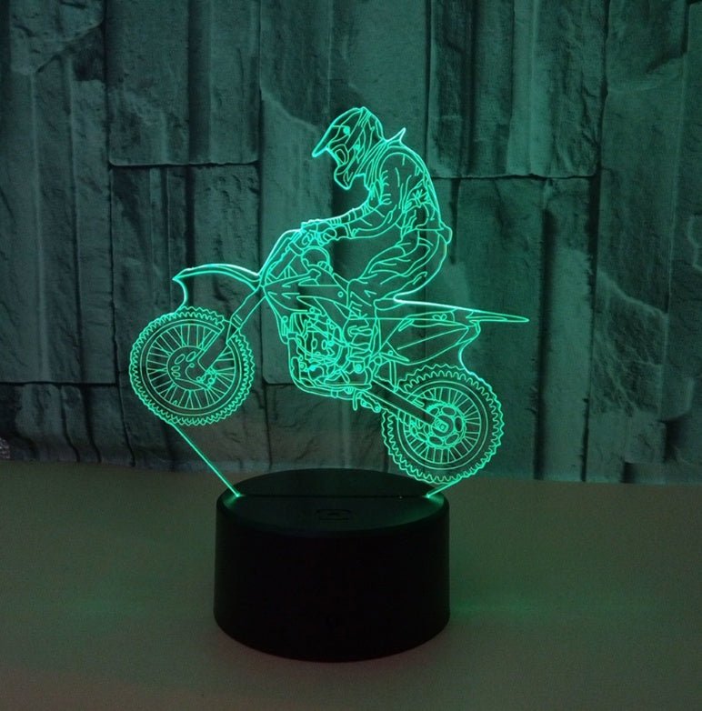 New Style Motorcycle 3D Lamp Seven Color Visual Stereoscopic Lamp LED Gradual Change Touch Remote Control Visual Lamp 3D Desk Lamp - Zambeel