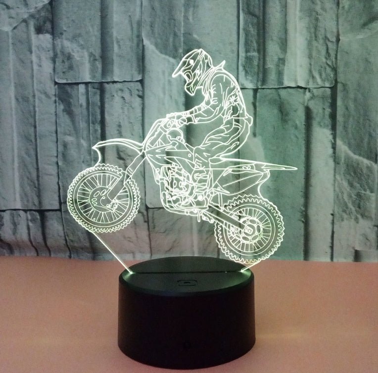 New Style Motorcycle 3D Lamp Seven Color Visual Stereoscopic Lamp LED Gradual Change Touch Remote Control Visual Lamp 3D Desk Lamp - Zambeel