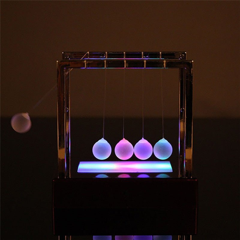Newtons Cradle LED Light Up Kinetic Energy Home Office Science Toys Home Decor - Zambeel