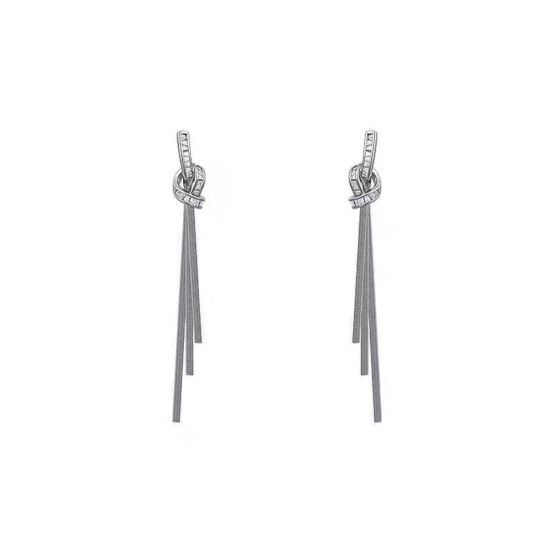 Niche Long Fringe Earrings Female Knot - Zambeel