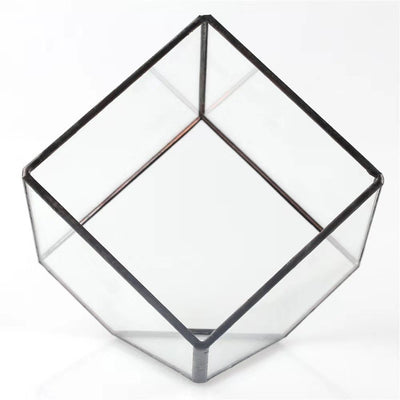 Oblique Square Small Glass Greenhouse Transparent Plant Flowerpot - Zambeel