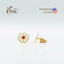 Open Daisy with Red Epoxy Gold Earring | Stainless Steel | 18K Gold Plated - Zambeel