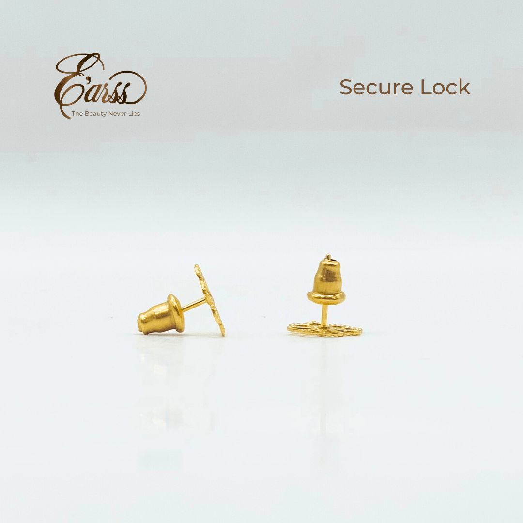 Open Daisy with Red Epoxy Gold Earring | Stainless Steel | 18K Gold Plated - Zambeel