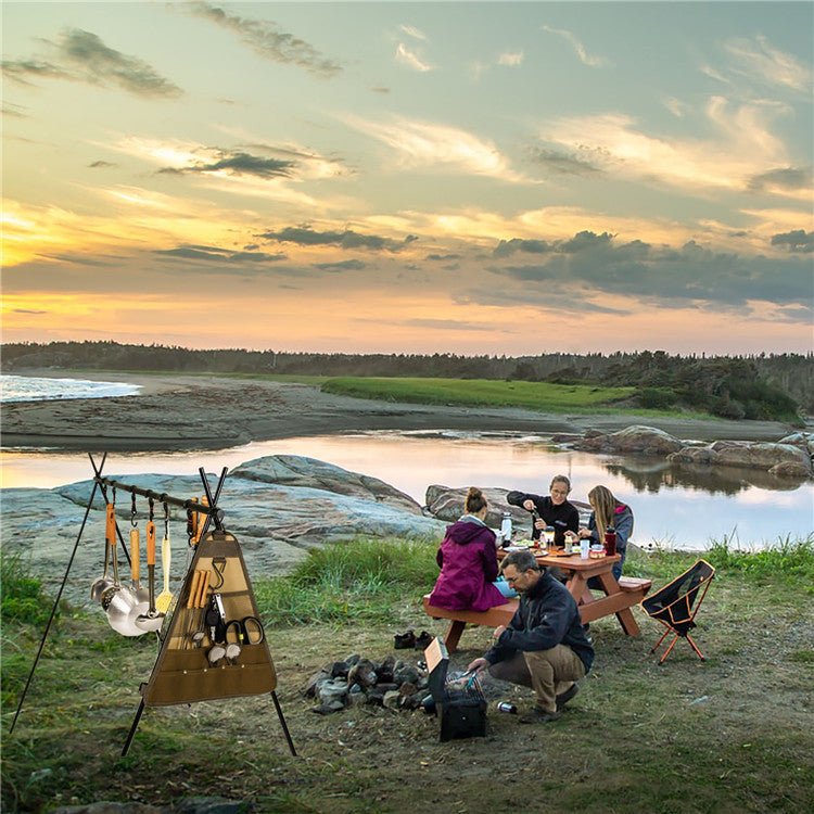 Outdoor Camping Tableware Spatula Spoon Hanging Cookware Foldable Tableware Bag - Zambeel