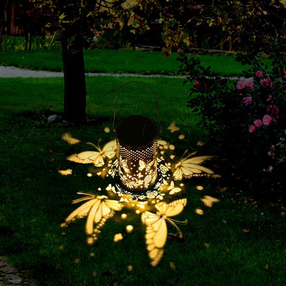 Outdoor Pluggable Or Hanging Iron Solar Butterfly Projector Lamp - Zambeel