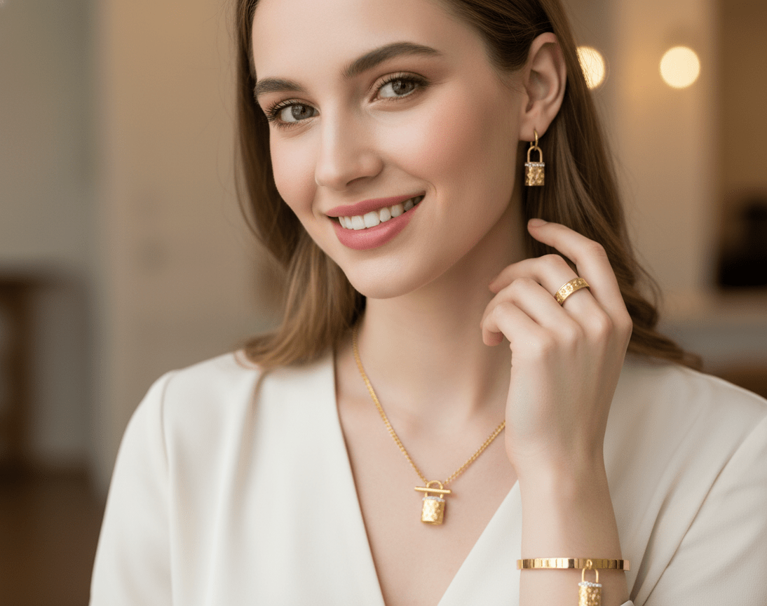 Padlock Charm Jewelry Set - Zambeel