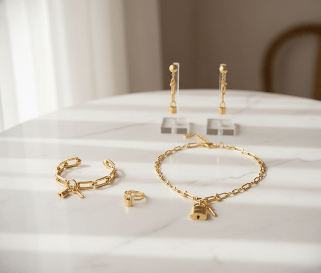 Padlock & Key Chain Jewelry Set - Zambeel