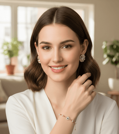 Pearl Beaded Evil Eye Bracelet - Zambeel