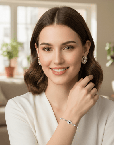 Pearl Beaded Evil Eye Bracelet - Zambeel