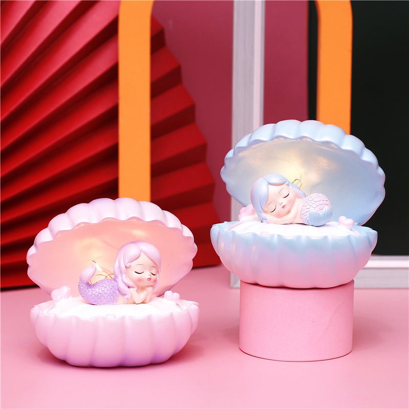 Pearlescent Mermaid Star Lamp Ins Girl Dream Shell Lamp Fairy Decoration Night Light Resin Crafts - Zambeel